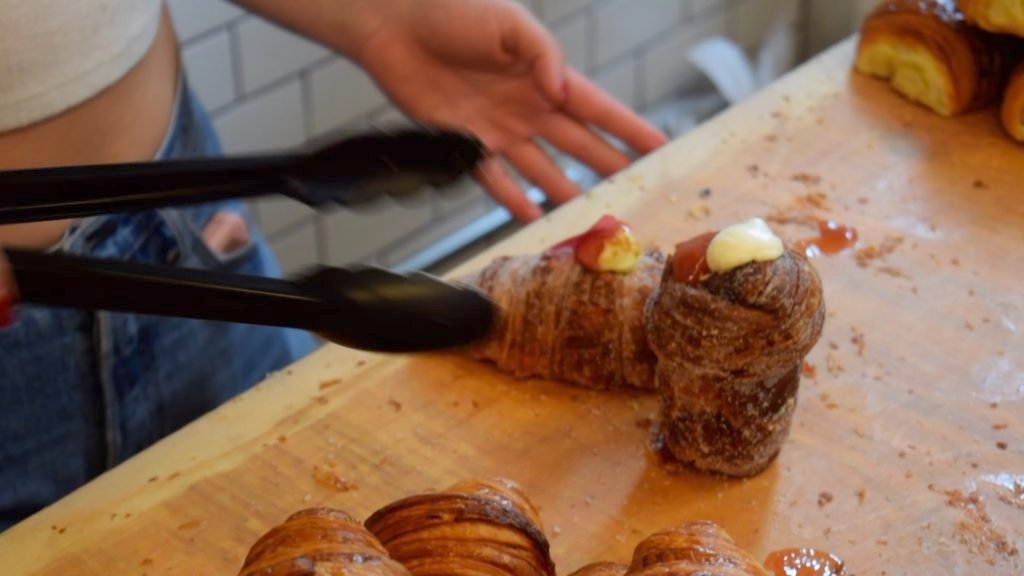 A cruffin is a croissant in the shape of a muffin, and sometimes filled with creamy goodness