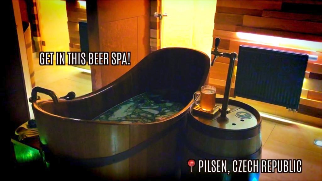 Treat yourself to a beer spa day in Pilsen: complete with a beer bath and a beer tap!