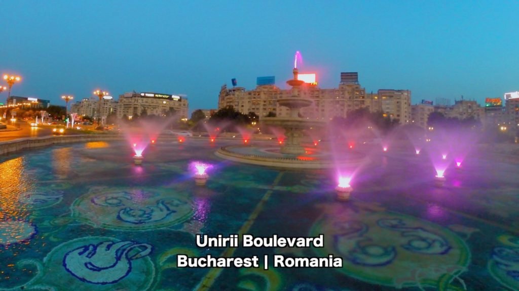 You can see the fountains light up on Unirii Boulevard in Bucharest