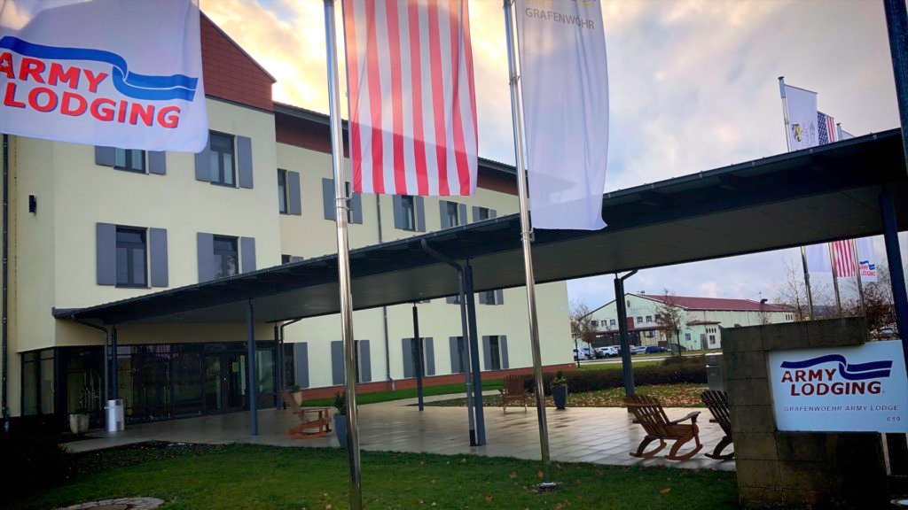 The entrance to Army Lodging at USAG Bavaria Grafenwoehr