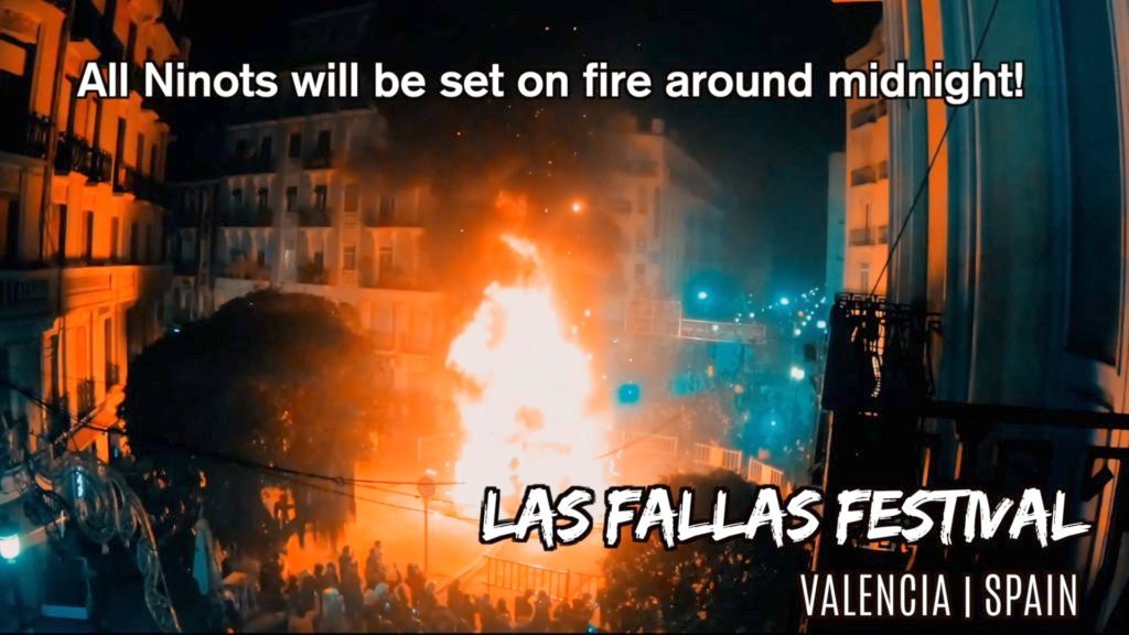 At the end of Las Fallas Festival, all the ninots burn!