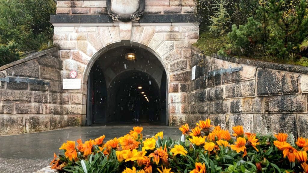 There are two entrances to Eagles Nest. One is through a tunnel that leads to an elevator, and the other is a winding road