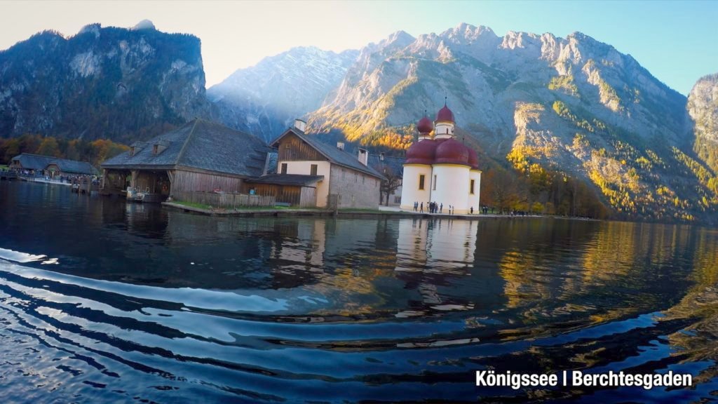St. Bartholomew's Church is a beautiful sight on Koenigssee