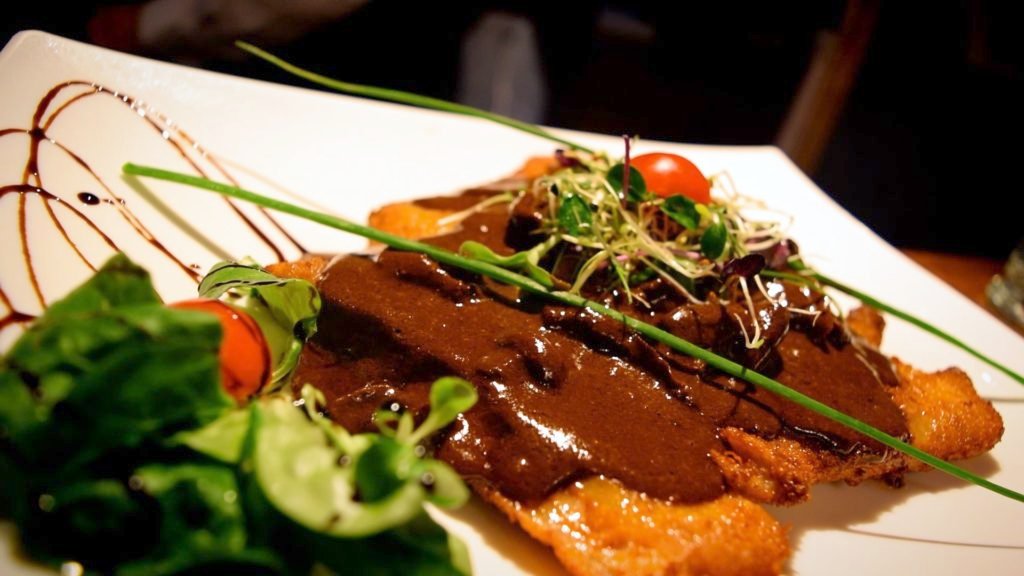 Enjoy some classic German cuisine at Big Emma's, like this jaegerschnitzel (not made with jäger)