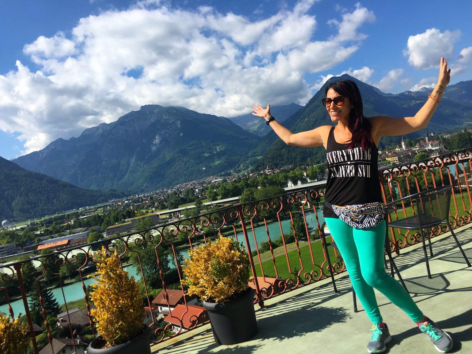 Gasthof Schoenegg view from breakfast balcony in Interlaken Switzerland