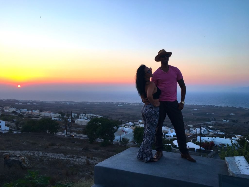 Sunset view at 270 Oia's View apartments