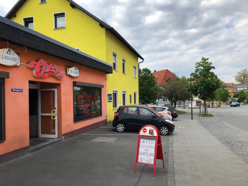 Cheers bar and colorful buildings in Grafenwoehr Germany