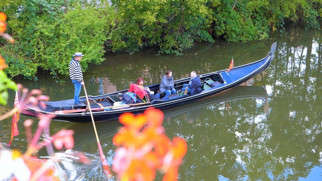 Gondola ride on the Left Regnitzarm river in Bamberg