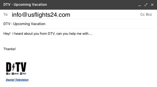 Email info@usflights24.com for a €30 DTV discount