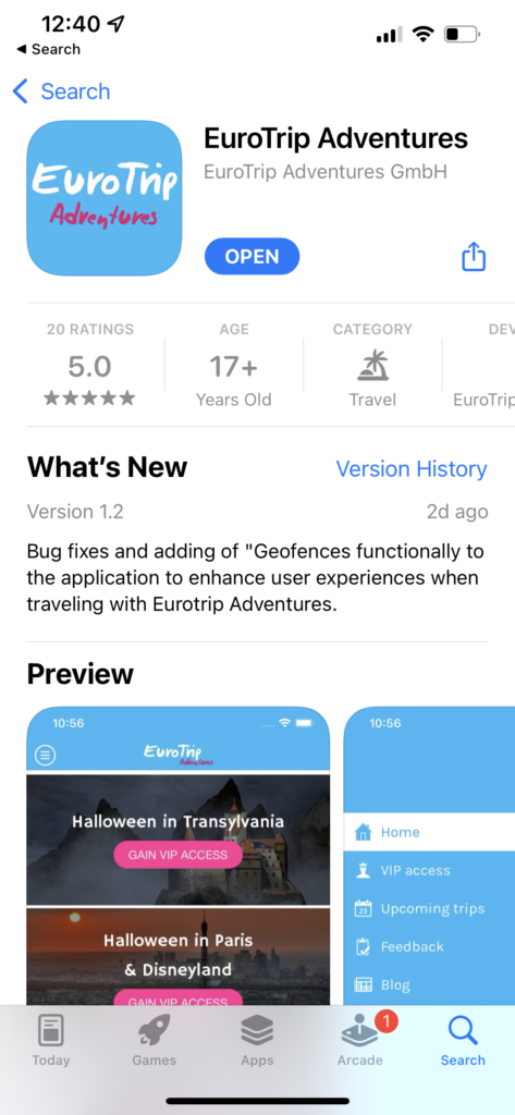 EuroTrip Adventures App